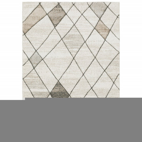 8' X 11' Beige And Gray Geometric Area Rug