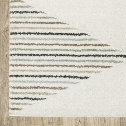 8' X 11' Beige Black And Green Geometric Area Rug