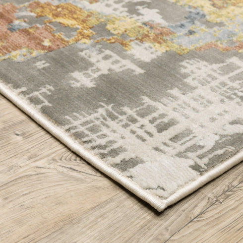 8' X 11' Beige And Blue Abstract Area Rug