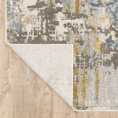 8' X 11' Beige And Blue Abstract Area Rug