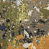 8' X 11' Beige Green And Orange Abstract Area Rug