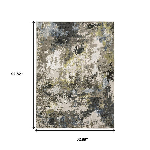 8' X 11' Gray And Green Abstract Area Rug