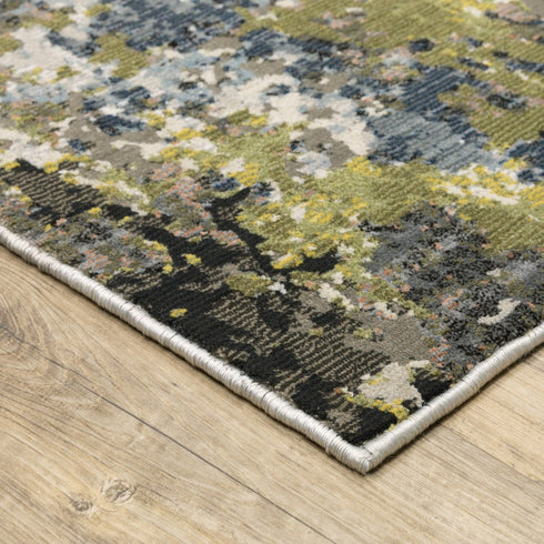 8' X 11' Gray And Green Abstract Area Rug