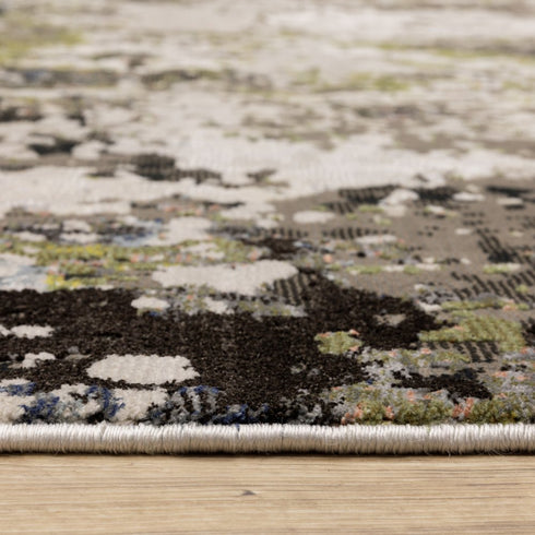 8' X 11' Gray And Green Abstract Area Rug