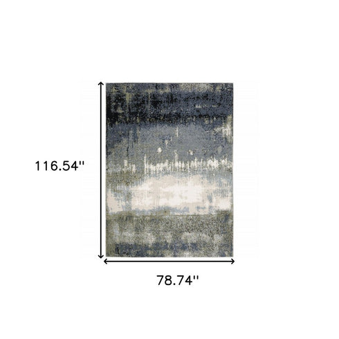 8' X 11' Blue And Green Abstract Area Rug