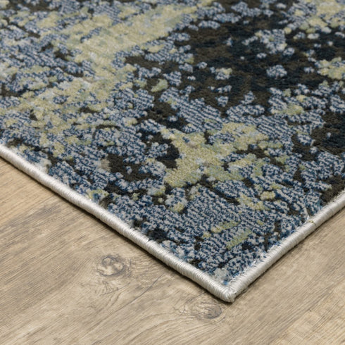 8' X 11' Blue And Green Abstract Area Rug