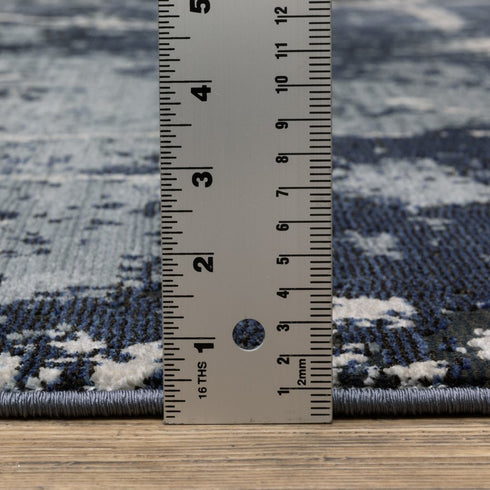 8' X 11' Blue Gray And Black Abstract Area Rug