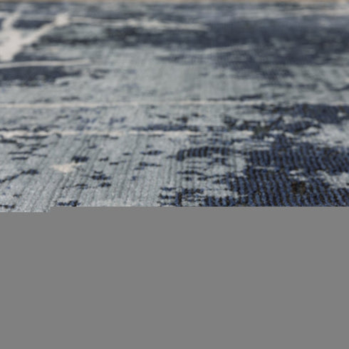 8' X 11' Blue Gray And Black Abstract Area Rug