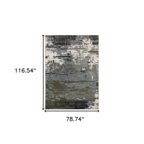 8' X 11' Blue And Green Abstract Power Loom Area Rug