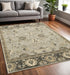 8' X 11' Grey Brown Tan And Beige Oriental Power Loom Stain Resistant Area Rug