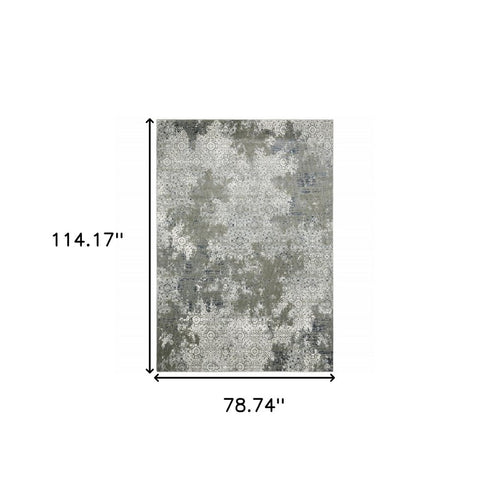 8' X 11' Beige And Gray Abstract Distressed Area Rug