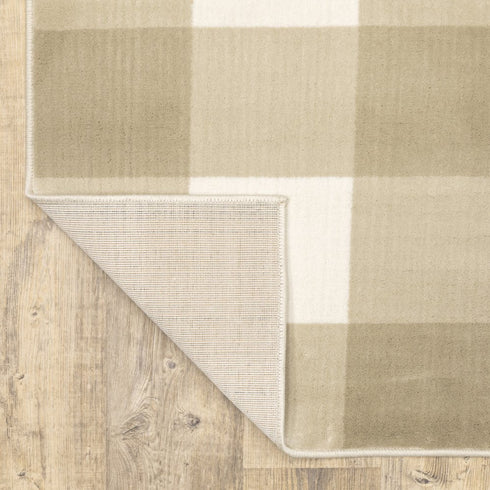 8' X 10' Beige And Ivory Geometric Power Loom Stain Resistant Area Rug