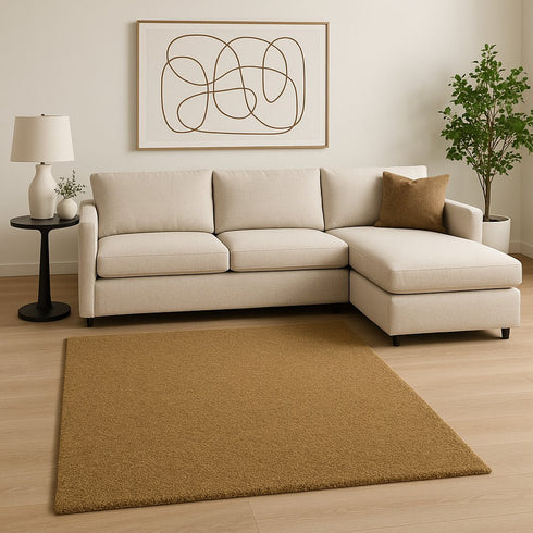 8' X 11' Rich Gold Shag Tufted Handmade Stain Resistant Area Rug