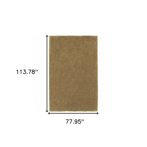 8' X 11' Rich Gold Shag Tufted Handmade Stain Resistant Area Rug