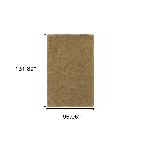 8' X 11' Rich Gold Shag Tufted Handmade Stain Resistant Area Rug