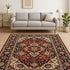 8' X 11' Red Blue Orange And Beige Oriental Power Loom Stain Resistant Area Rug With Fringe