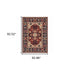 8' X 11' Red Blue Orange And Beige Oriental Power Loom Stain Resistant Area Rug With Fringe