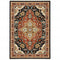8' X 11' Black And Orange Oriental Area Rug With Fringe