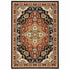 8' X 11' Black And Orange Oriental Area Rug With Fringe