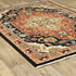 8' X 11' Black And Orange Oriental Area Rug With Fringe