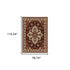 8' X 11' Red And Ivory Oriental Area Rug With Fringe