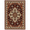 8' X 11' Red And Ivory Oriental Area Rug With Fringe