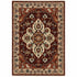 8' X 11' Red And Ivory Oriental Area Rug With Fringe