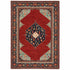 8' X 11' Red Blue Orange And Ivory Oriental Power Loom Stain Resistant Area Rug With Fringe