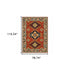 8' X 11' Red Gold Blue Brown Oriental Power Loom Stain Resistant Area Rug With Fringe