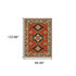 8' X 11' Red Gold Blue Brown Oriental Power Loom Stain Resistant Area Rug With Fringe