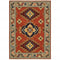 8' X 11' Red Gold Blue Brown Oriental Power Loom Stain Resistant Area Rug With Fringe