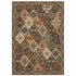 8' X 11' Red Rust Navy Light Blue Brown Orange Ivory And Gold Oriental Power Loom Stain Resistant Area Rug With Fringe