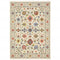 8' X 11' Ivory Salmon Pink Gold Blues Grey Rust And Green Oriental Power Loom Stain Resistant Area Rug With Fringe