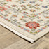 8' X 11' Ivory Salmon Pink Gold Blues Grey Rust And Green Oriental Power Loom Stain Resistant Area Rug With Fringe