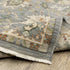 8' X 11' Grey Ivory Orange Teal Green Charcoal Blue And Red Oriental Power Loom Stain Resistant Area Rug With Fringe