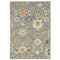 8' X 11' Gray Ivory And Blue Oriental Area Rug With Fringe