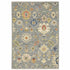 8' X 11' Gray Ivory And Blue Oriental Area Rug With Fringe