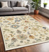 8' X 11' Ivory Beige Gold Grey Blue Pink Red Rust And Green Oriental Power Loom Stain Resistant Area Rug With Fringe
