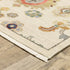 8' X 11' Ivory Beige Gold Grey Blue Pink Red Rust And Green Oriental Power Loom Stain Resistant Area Rug With Fringe