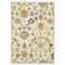 8' X 11' Ivory Beige Gold Grey Blue Pink Red Rust And Green Oriental Power Loom Stain Resistant Area Rug With Fringe