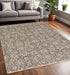 8' X 11' Gray Floral Power Loom Area Rug With Fringe
