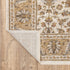 5' X 8' Ivory And Gold Oriental Power Loom Stain Resistant Area Rug With Fringe