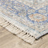 8' Blue And Red Oriental Hand Loomed Distressed Runner Rug With Fringe