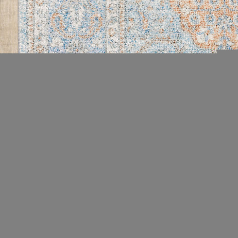 8' Blue And Red Oriental Hand Loomed Distressed Runner Rug With Fringe