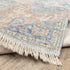 8' Blue And Red Oriental Hand Loomed Distressed Runner Rug With Fringe