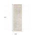 8' Gray And Beige Oriental Hand Loomed Distressed Runner Rug With Fringe