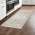 8' Gray And Beige Oriental Hand Loomed Distressed Runner Rug With Fringe