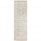 8' Gray And Beige Oriental Hand Loomed Distressed Runner Rug With Fringe