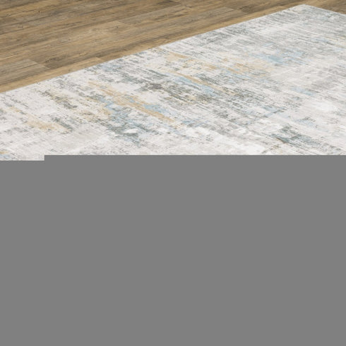 9' X 12' Beige And Gray Abstract Distressed Area Rug