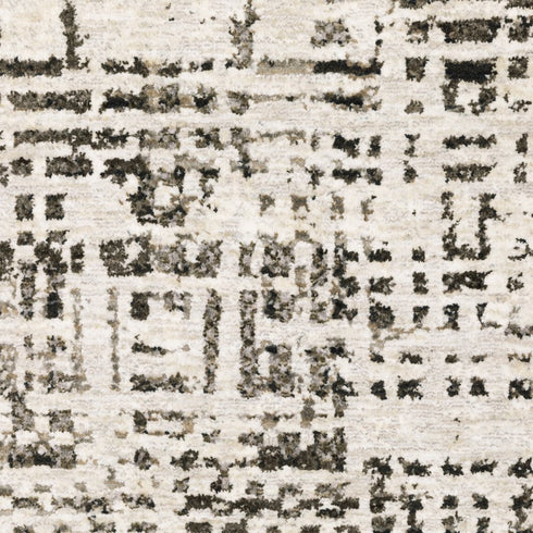 8' X 11' Ivory And Gray Abstract Area Rug
